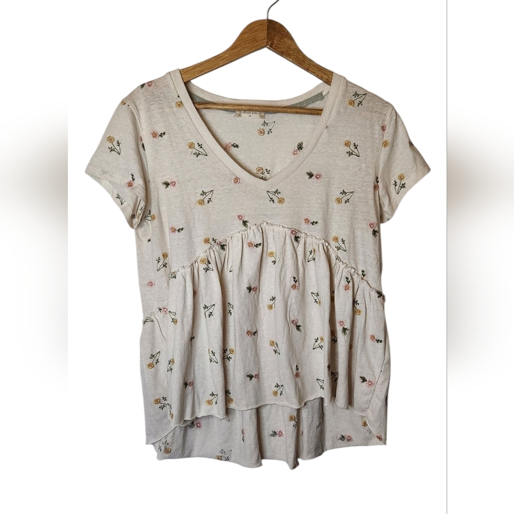 Altar'd State Floral Top - Medium, Beige with Floral Print Medium Embroidered